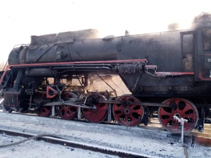 В Самарской области загорелся ретро-локомотив