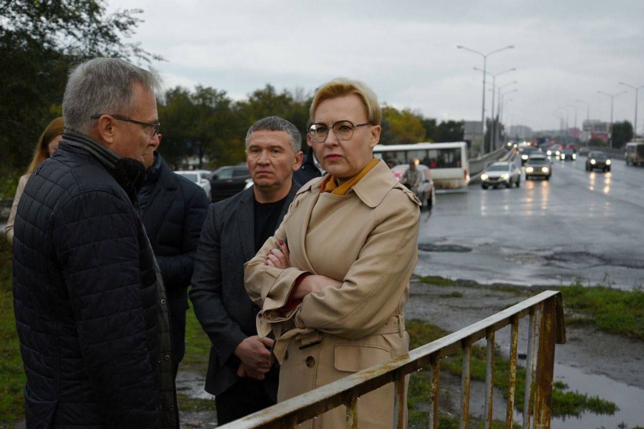 Елена Лапушкина проверила ремонт Южного моста
