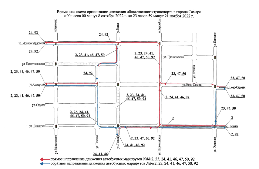 Автобусы поедут по новой схеме из-за перекрытия на перекрестке Полевой, Самарской и Ново-Садовой