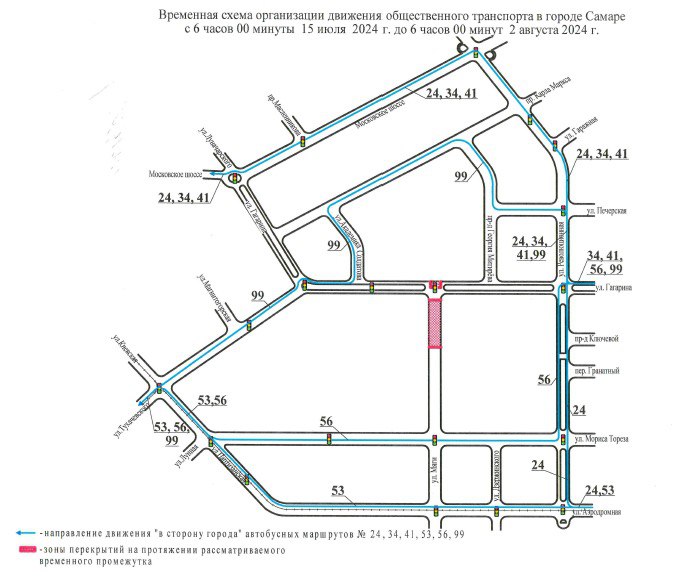 В Самаре продлено ограничение движения транспорта по улице Гагарина