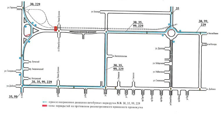 С 23:00 25 июля будет введено ограничение движения в районе перекрестка улиц Антонова-Овсеенко и Ивана Булкина