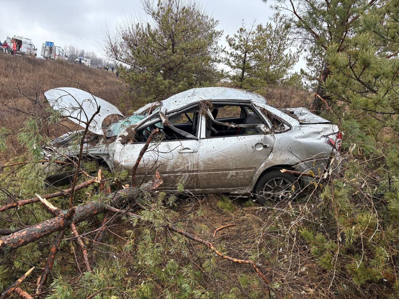 Автомобиль опрокинулся в кювет в Самарской области, два человека пострадали Автомобиль опрокинулся в кювет в Самарской области, два человека пострадали