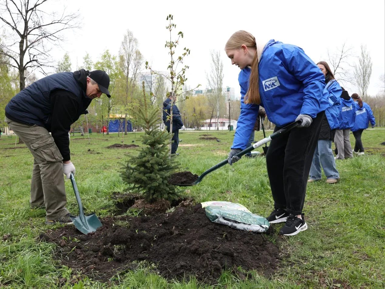 60 каштанов и 30 елей высадили в парке Победы в Самаре во время субботника